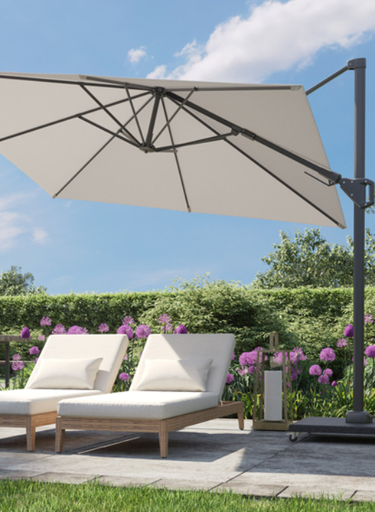 Met onze parasols van Madison, Platinum en meer wordt jouw tuin een schaduwrijk paradijs!