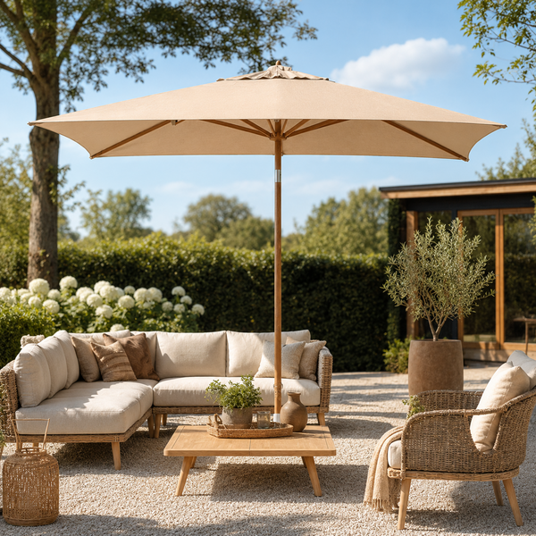 Azzurro 200 x 300 cm. Woodlook frame -Sand - afbeelding 1