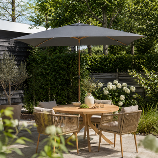 Azzurro 300 cm. Ø antraciet met Houtlook frame