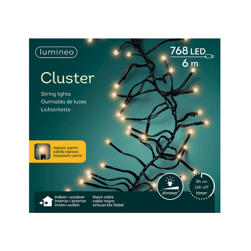 Clusterverlichting 6M/768L Klassiek Warm - afbeelding 1