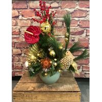 Kerststuk rood/goud