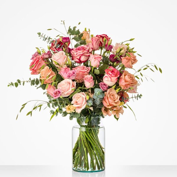 Roze rozen boeket - Groot (L)