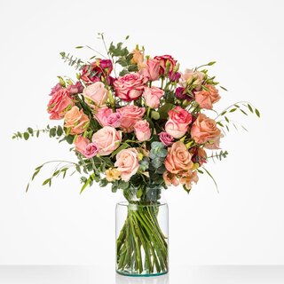 Roze rozen boeket - Groot (L)