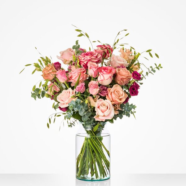 Roze rozen boeket - Middel (M)