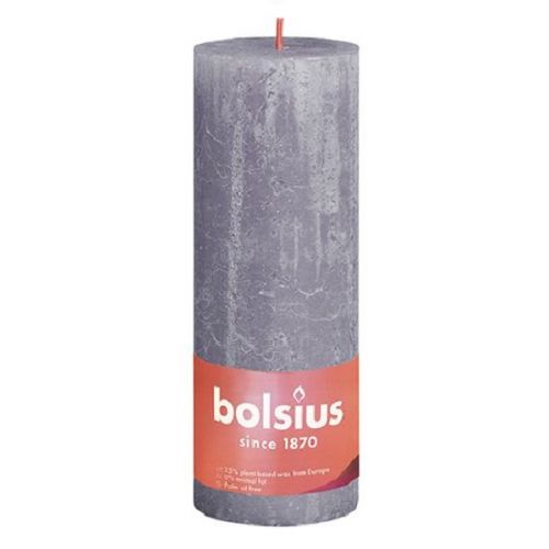 Stompkaars rustiek frosted lavender - hoogte 19cm